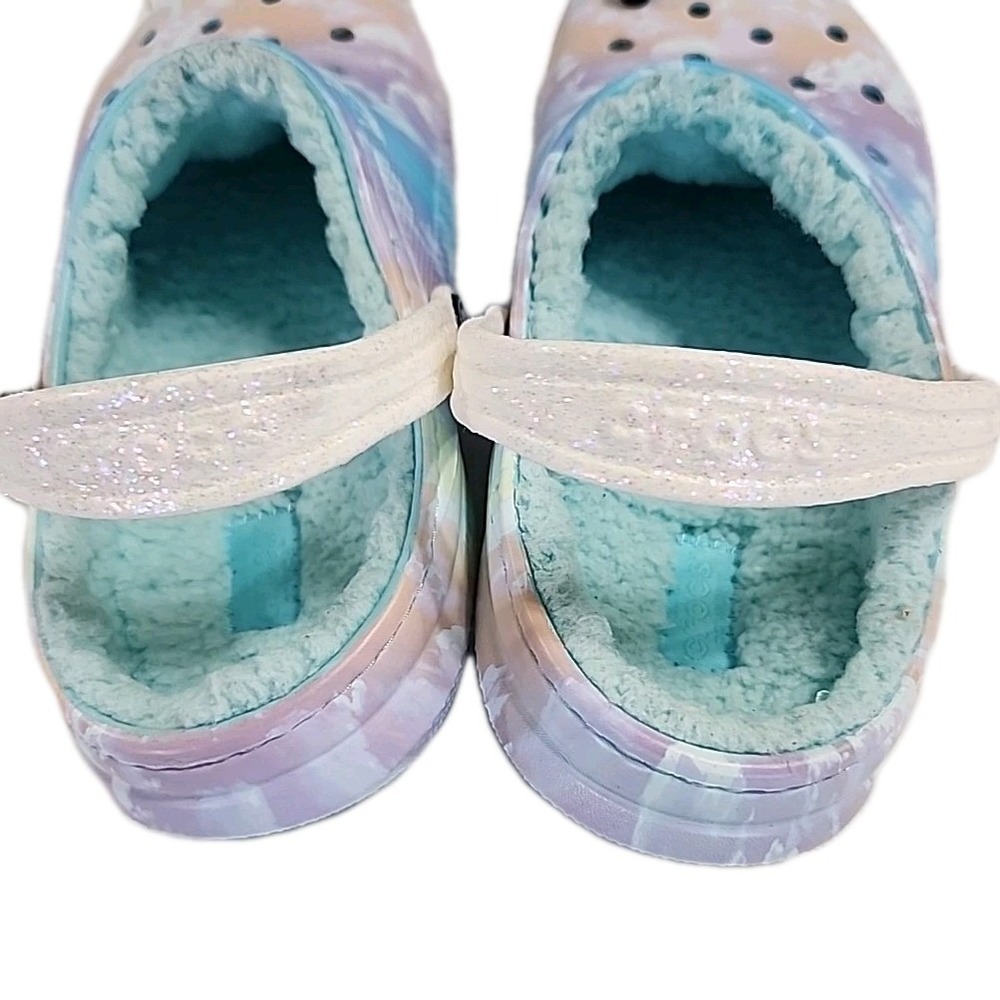 Crocs Youth Classic Fleece Lined Tie Dye Glitter Strap Clogs Junior 6 (38-39)‎ - Picture 4 of 6